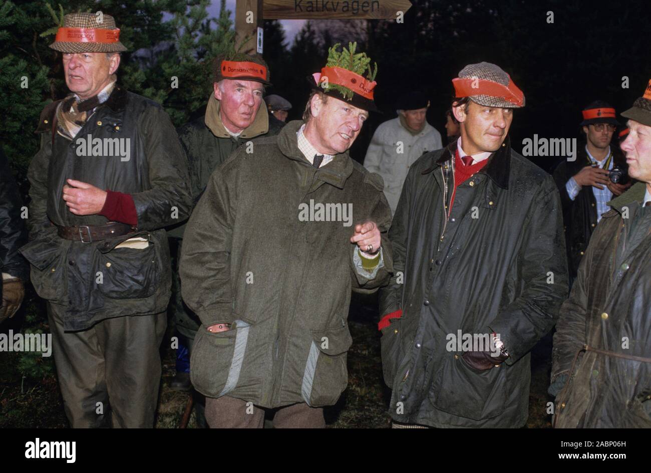 NICLAS SILVERSKIÖLD with John Ambler,and Johan George of Hohenzollern three of the Swedish king`s brothers-in-law at on moose hunting Stock Photo